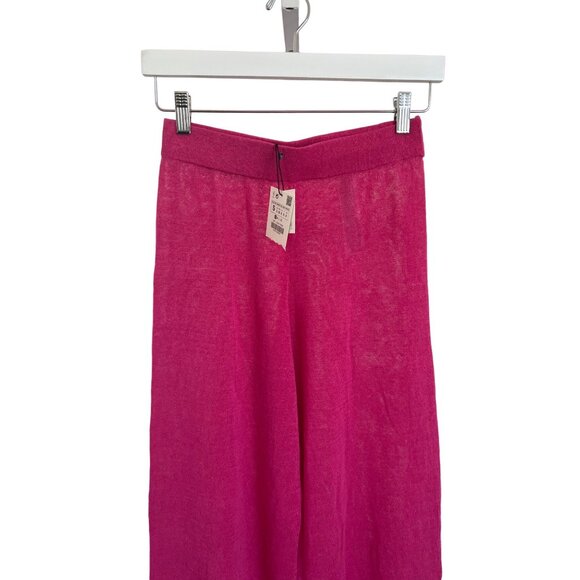 Zara Fuchsia Elastic Waist Linen Pants - Picture 2 of 3